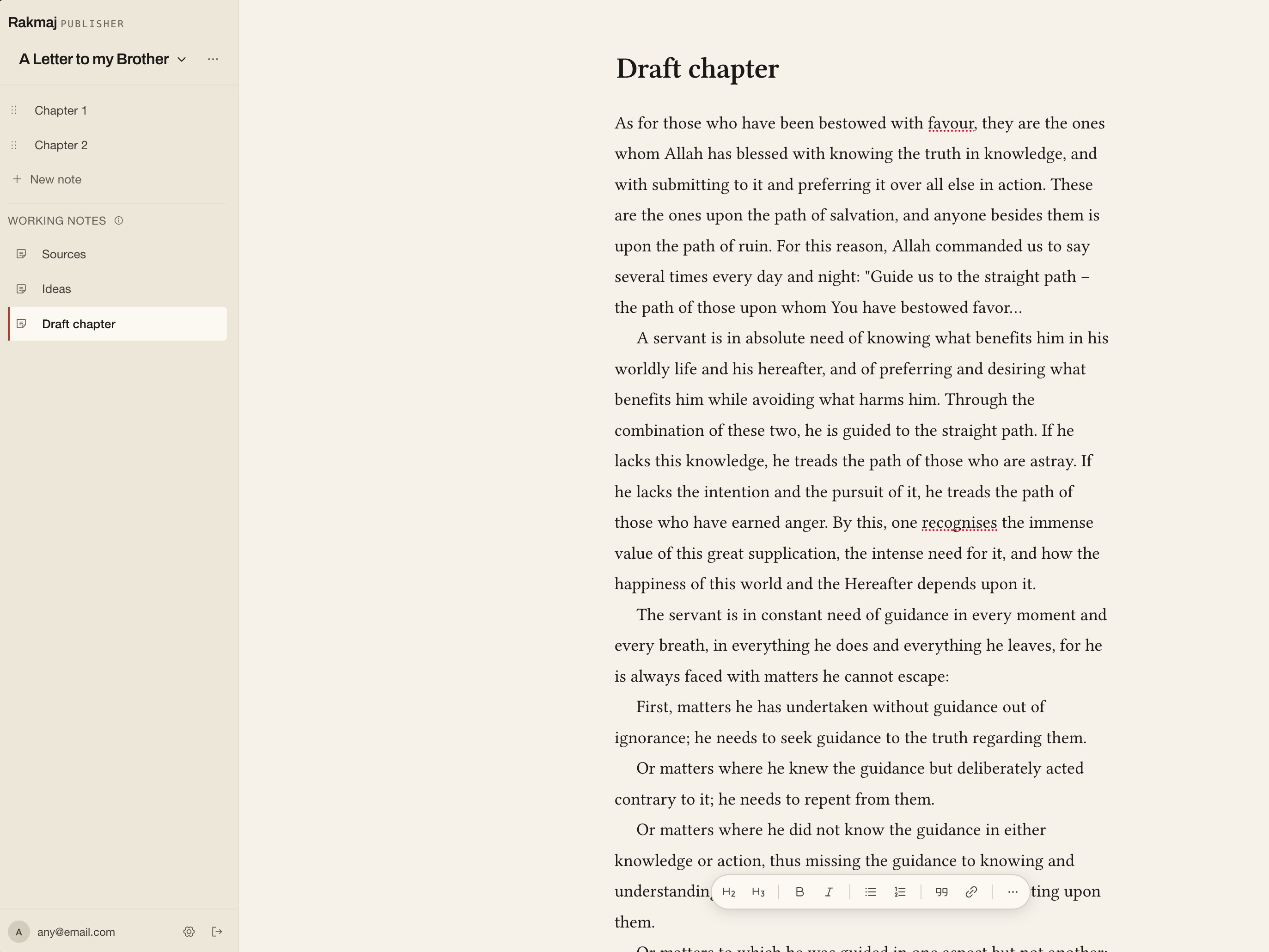 Notes in the Rakmaj editor